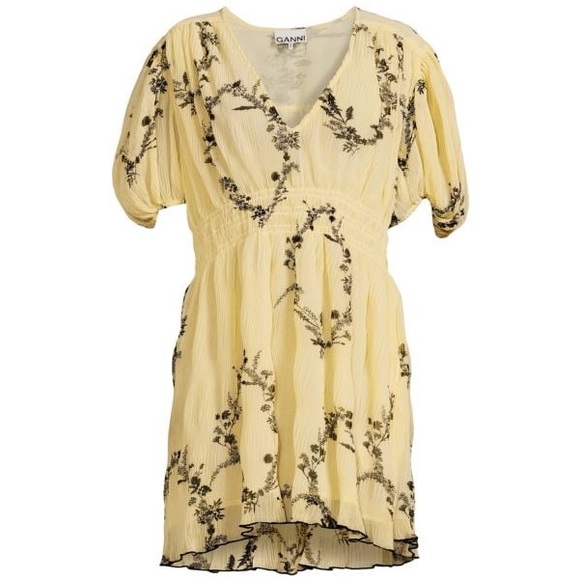 GANNI Pleated Georgette Smock Dress - Picture 9 of 10